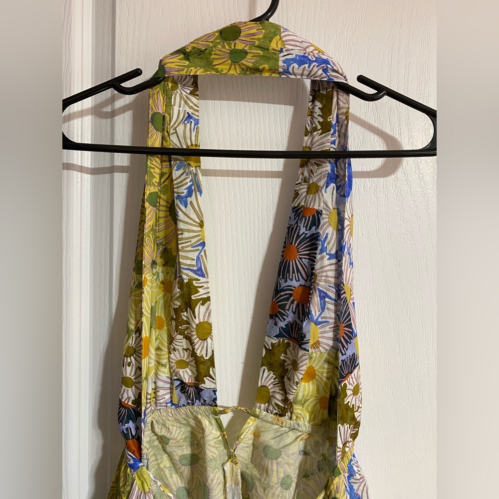 Zara Halter High Low Backless Flowy Floral Beachy Lightweight Mini Dress Size XL - Picture 10 of 13